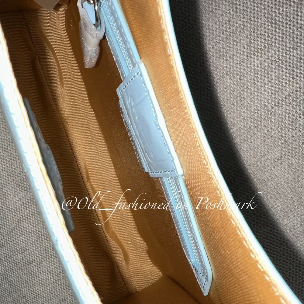 STAUD Rey Leather Bag - Faux Croc Tile Blue (Price Firm)